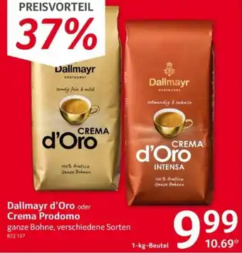 Selgros Dallmayr d'Oro oder Crema Prodomo 1 kg Beutel Angebot