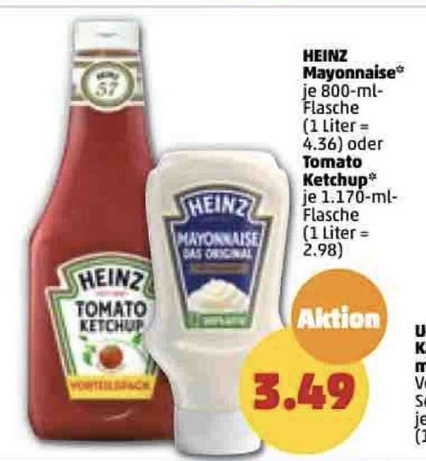 Heinz Mayo 800ml o. Ketchup 1170ml Angebot bei PENNY
