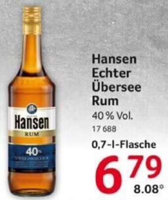 Selgros Hansen Echter Übersee Rum 0,7 L Flasche Angebot