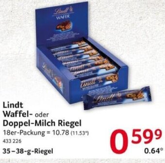 Selgros Lindt Waffel oder Doppel Milch Riegel 35-38 g Riegel Angebot