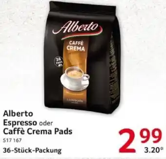 Selgros Alberto Espresso oder Caffè Crema Pads 36 Stück Packung Angebot