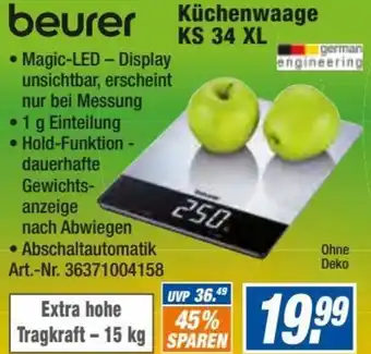 expert Techno Land beurer Küchenwaage KS 34 XL Angebot