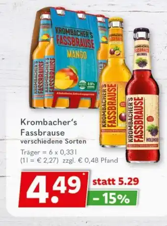 Getränkeland Krombacher's Fassbrause 6*330ml Angebot