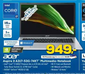 Euronics XXL Acer Notebook Aspire 3 | A317-53G-74KT Angebot