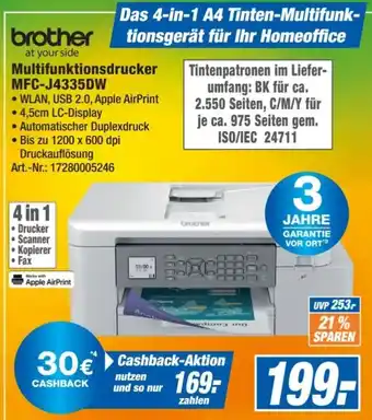 Expert Technomarkt Brother Multifunktionsdrucker MFC-J4335DW Angebot