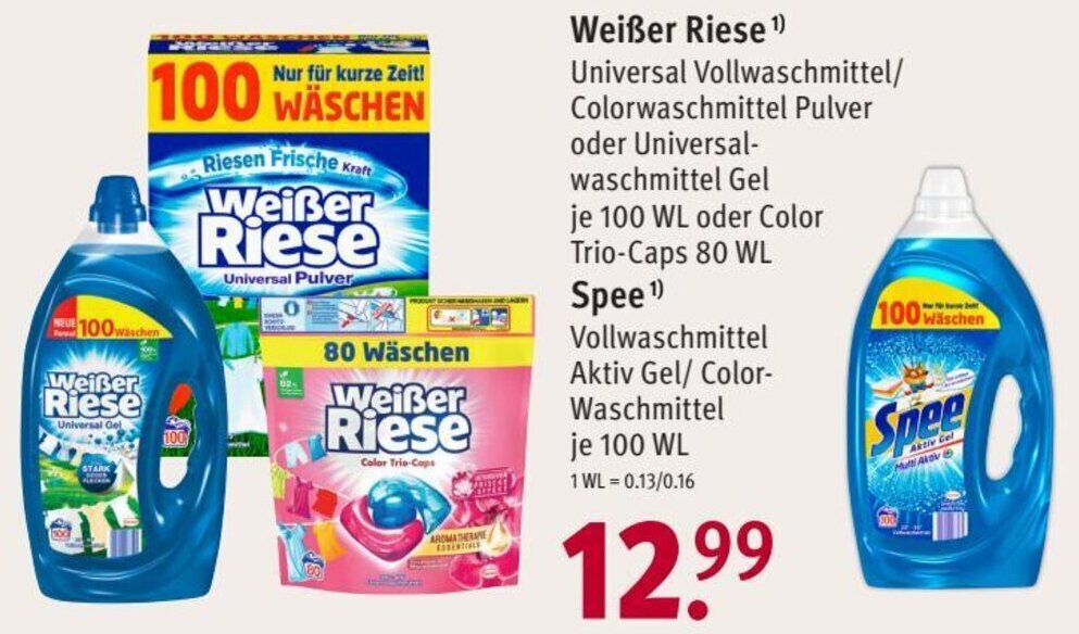 Weißer Riese Universal Vollwaschmittel/Colorwaschmittel Pulver oder ...