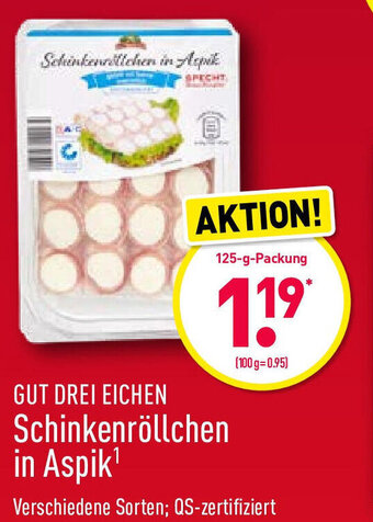 Aldi Nord Gut Drei Eichen Schinkenröllchen in Aspik 125g Angebot