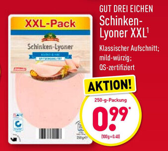 Aldi Nord Gut Drei Eichen Schinken Lyoner XXL 250g Angebot