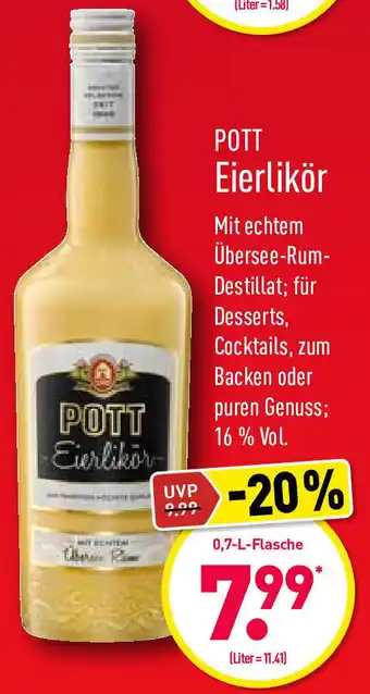 Aldi Nord Pott Eierlikör 0,7L Angebot