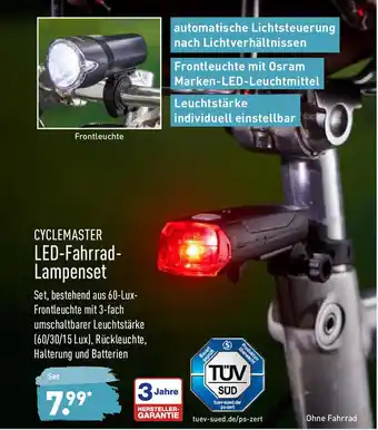 Aldi Nord Cyclemaster LED Fahrrad Lampenset Angebot