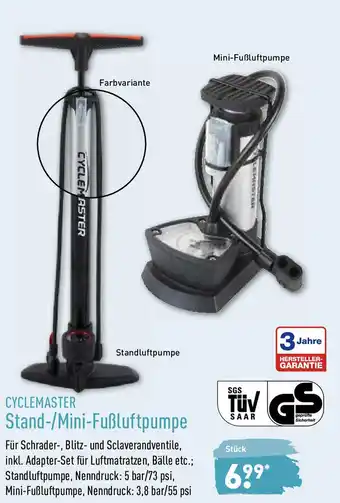 Aldi Nord Cyclemaster Stand/Mini Fußluftpumpe Angebot
