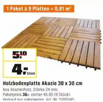 OBI Holzbodenplatte Akazie 30 x 30 cm Angebot