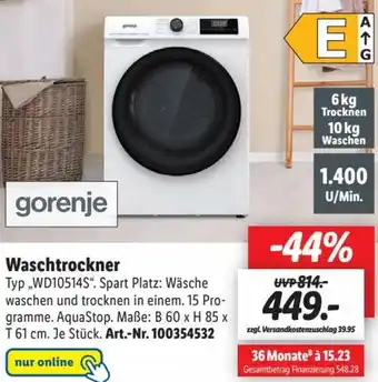 Lidl Gorenje Waschtrockner WD10514S Angebot