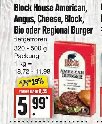 Edeka Block house american, angus, cheese, block, bio oder regional burger Angebot