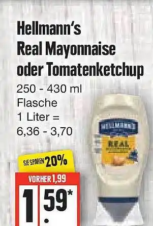 Edeka Hellmann's real mayonnaise oder tomatenketchup Angebot