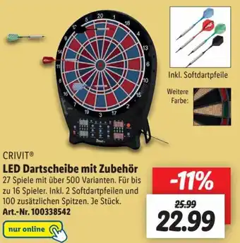 Lidl Crivit LED Dartscheibe mit Zubehör Angebot