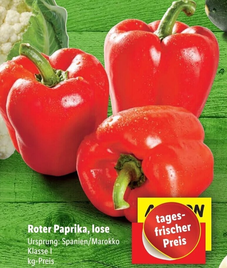 Roter Paprika, lose Angebot bei Lidl