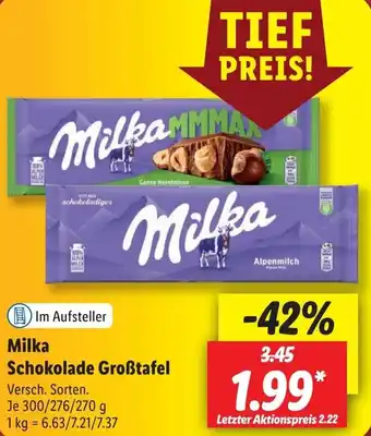 Lidl Milka Schokolade Großtafel 300/276/270 g Angebot