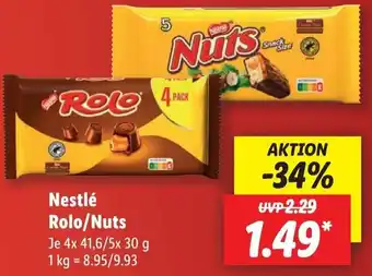 Lidl Nestlé Rolo/Nuts 4x41,6/5x30 g Angebot