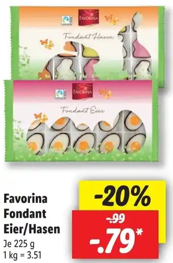 Lidl Favorina Fondant Eier/Hasen 225 g Angebot