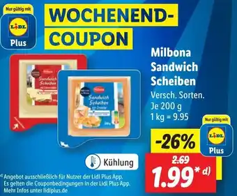 Lidl Milbona Sandwich Scheiben 200 g Angebot