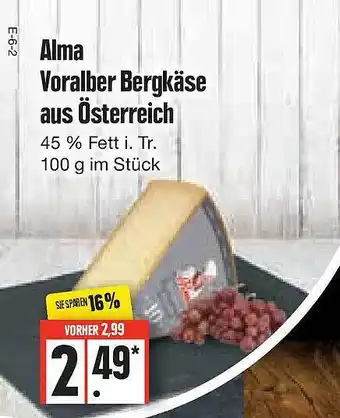 Edeka Alma voralber bergkäse aus österreich Angebot