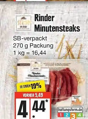 Edeka Rinder minutensteaks Angebot