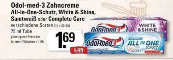 Meyer's Frischemarkt Odol-med-3 zahncreme allin1-schutz, white & shine, samtweiß oder complete care Angebot