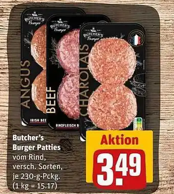 REWE Butcher's burger patties Angebot