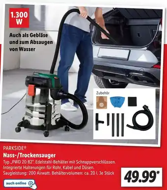 Lidl Parkside Nass/Trockensauger PWD 20 B2 Angebot