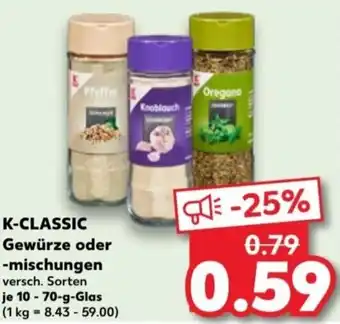 Kaufland K-Classic Gewürze oder mischungen 10-70 g Glas Angebot