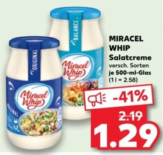 Miracel Whip Salatcreme 500 ml Glas Angebot bei Kaufland