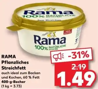 Kaufland Rama Pflanzliches Streichfett 400 g Becher Angebot