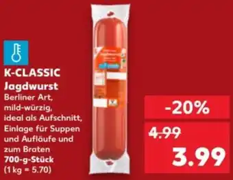 Kaufland K-Classic Jagdwurst 700 g Stück Angebot