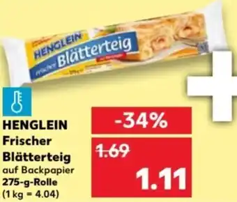 Kaufland Henglein Frischer Blätterteig 275 g Rolle Angebot