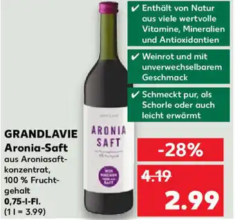 Kaufland Grandlavie Aronia Saft 0,75 L-Fl. Angebot