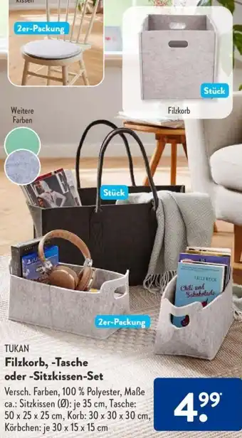 Aldi Süd Tukan Filzkorb, Tasche oder Sitzkissen Set Angebot