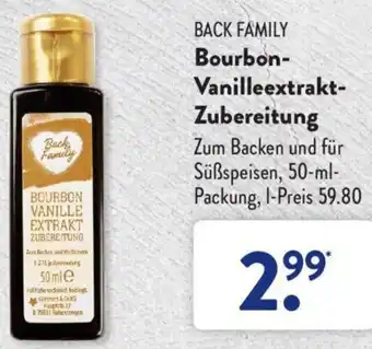 Aldi Süd Back Family Bourbon Vanilleextrakt Zubereitung 50 ml Packung Angebot