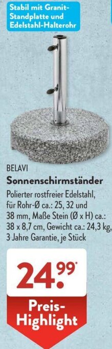 Aldi Süd Belavi Sonnenschirmständer Angebot