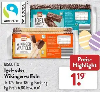 Aldi Süd Biscotto Igel oder Wikingerwaffeln 175-180 g Packung Angebot