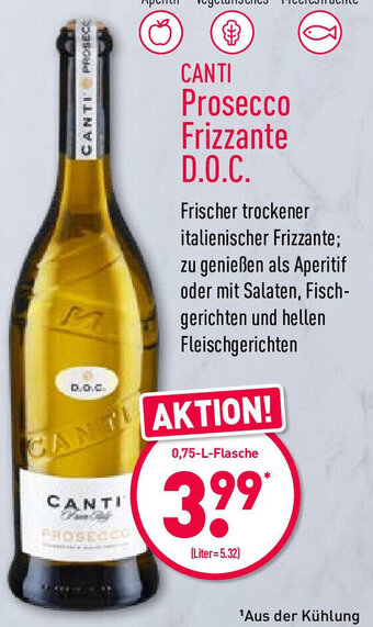 Aldi Nord Canti Prosecco Frizzante D.O.C. 0,75L Angebot