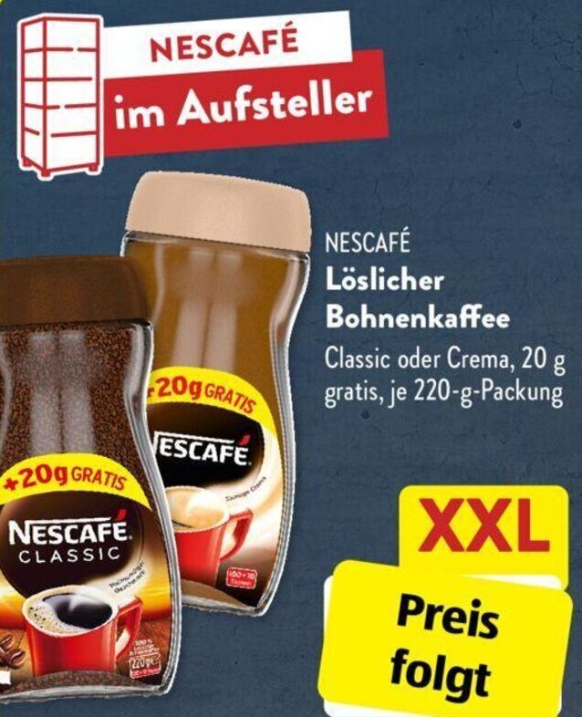 Nescafé Löslicher Bohnenkaffee 220 g Packung Angebot bei Aldi Süd