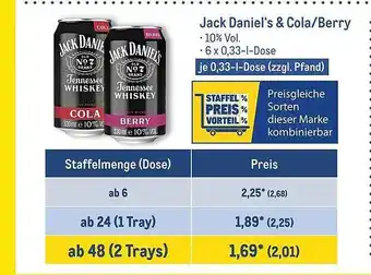 METRO Jack daniel's & cola oder berry Angebot