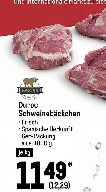 METRO Duroc schweinebäckchen Angebot