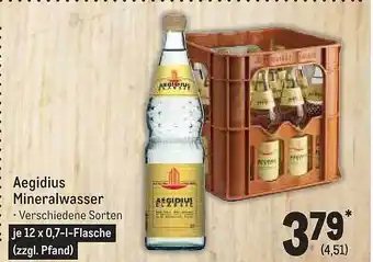 METRO Aegidius mineralwasser Angebot