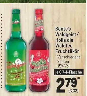 METRO Bönte's waldgeist oder holla die waldfree fruchtlikör Angebot