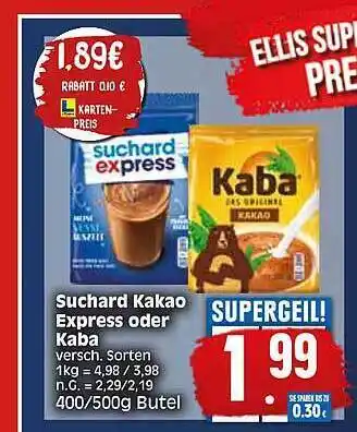 Elli Markt Suchard kakao express oder kaba Angebot