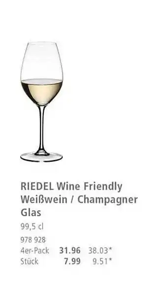 Selgros Riedel wine friendly weißwein oder champagner glas Angebot