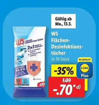 Lidl W5 flächen-desinfektionstücher Angebot
