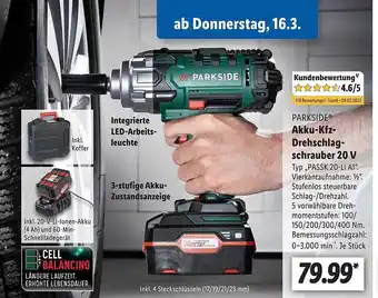 Lidl Parkside akku-kfz-drahschlagschrauber 20v Angebot